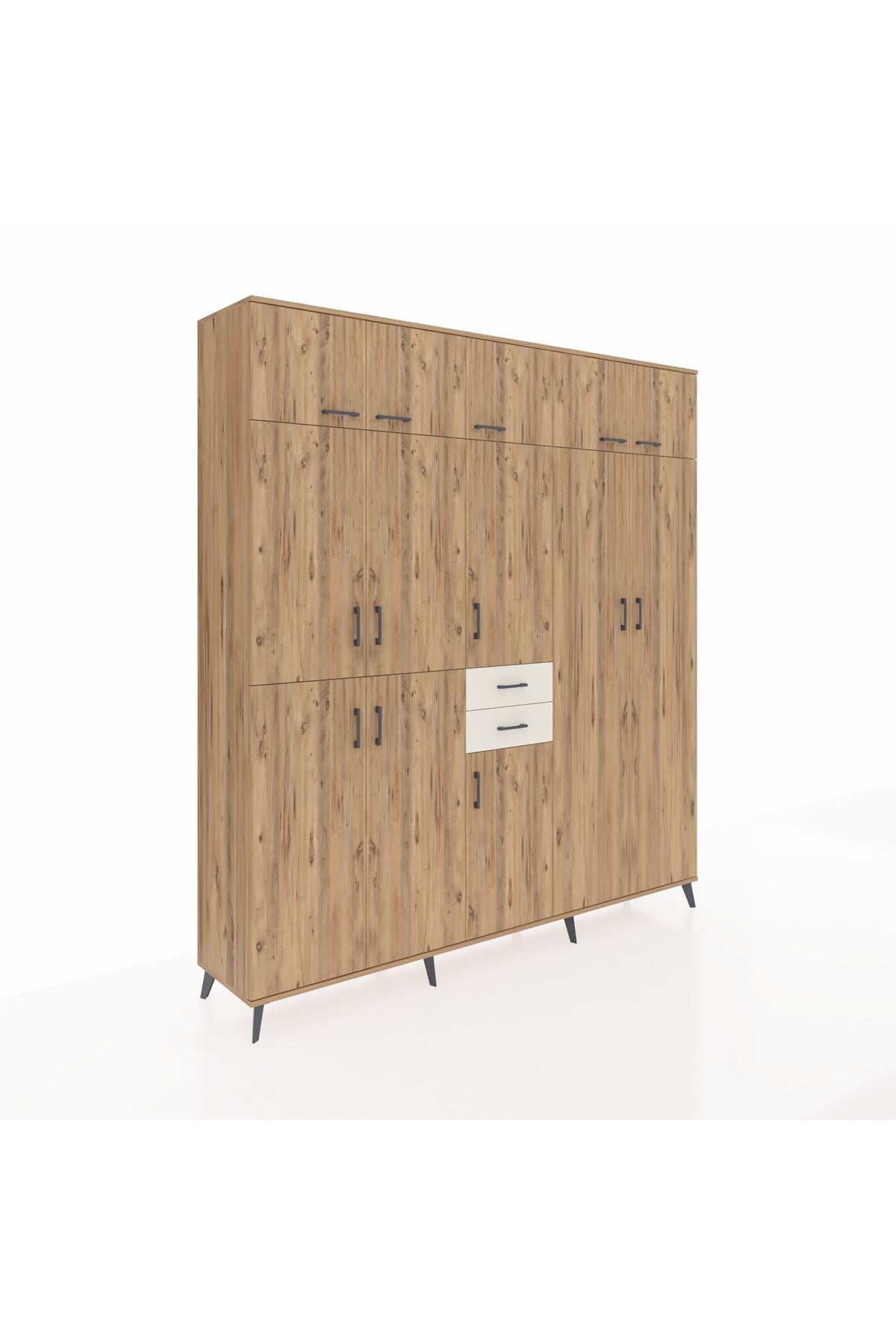 Hyperion Dolap 10 Raflı 2 Çekmeceli 3 Askılı 220x44x243 Çam-Çam/Aytaşı