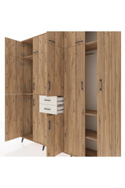 Hyperion Dolap 10 Raflı 2 Çekmeceli 3 Askılı 220x44x243 Çam-Çam/Aytaşı