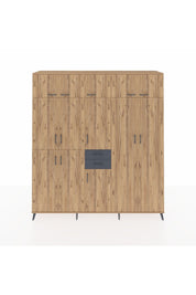 Hyperion Dolap 10 Raflı 2 Çekmeceli 3 Askılı 220x44x243 Çam-Çam/Antrasit