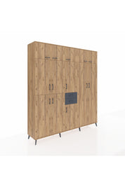 Hyperion Dolap 10 Raflı 2 Çekmeceli 3 Askılı 220x44x243 Çam-Çam/Antrasit