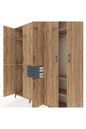 Hyperion Dolap 10 Raflı 2 Çekmeceli 3 Askılı 220x44x243 Çam-Çam/Antrasit