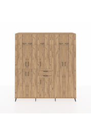 Hyperion Dolap 10 Raflı 2 Çekmeceli 3 Askılı 220x44x243 Çam-Çam/Çam