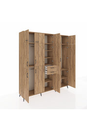 Hyperion Dolap 10 Raflı 2 Çekmeceli 3 Askılı 220x44x243 Çam-Çam/Çam