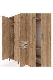 Hyperion Dolap 10 Raflı 2 Çekmeceli 3 Askılı 220x44x243 Çam-Çam/Çam