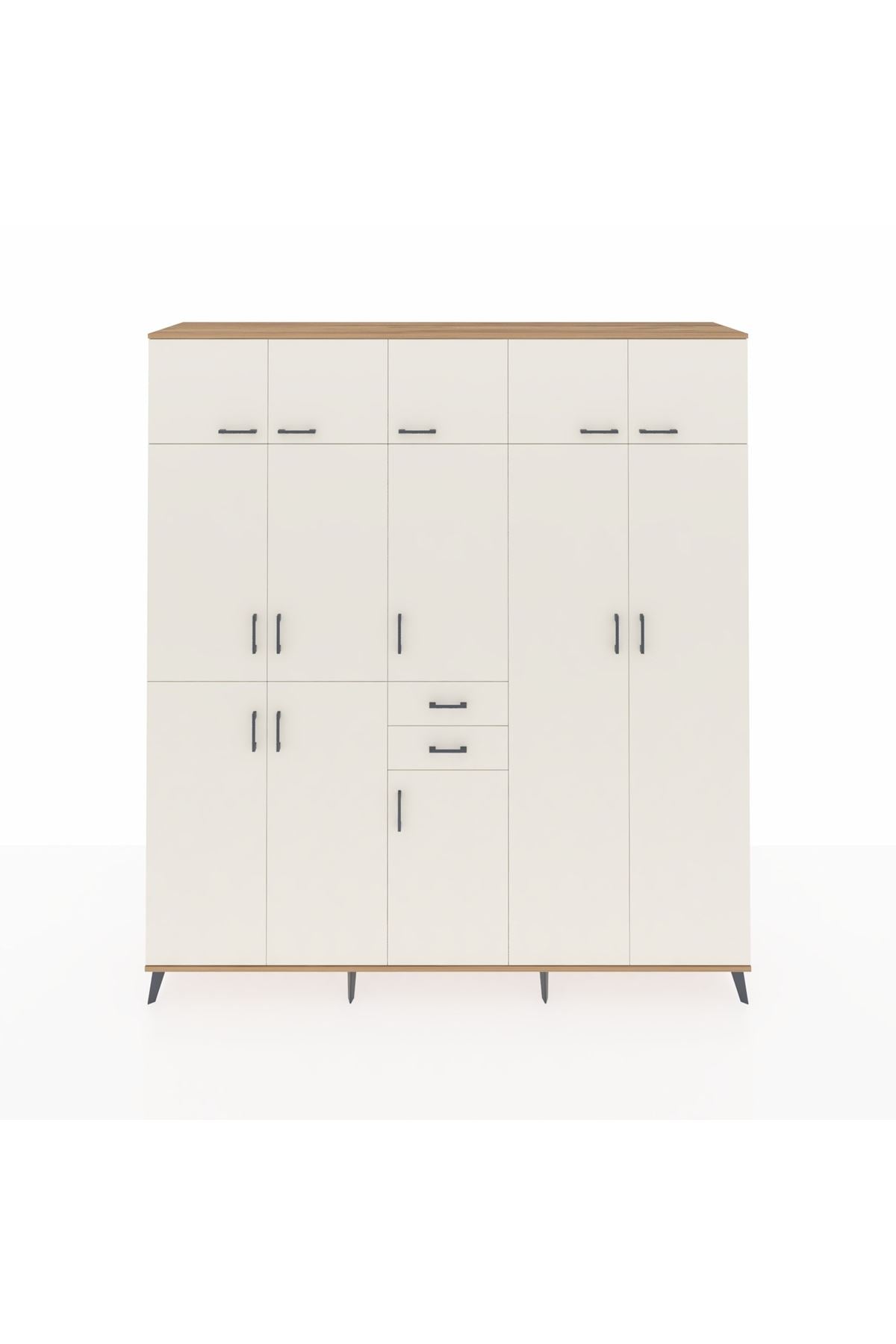 Hyperion Dolap 10 Raflı 2 Çekmeceli 3 Askılı 220x44x243 Çam-Aytaşı/Aytaşı