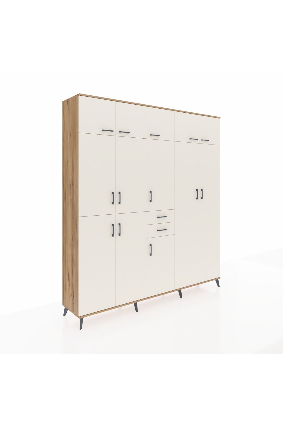 Hyperion Dolap 10 Raflı 2 Çekmeceli 3 Askılı 220x44x243 Çam-Aytaşı/Aytaşı