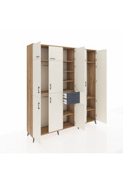 Hyperion Dolap 10 Raflı 2 Çekmeceli 3 Askılı 220x44x243 Çam-Aytaşı/Antrasit