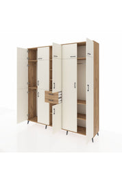 Hyperion Dolap 10 Raflı 2 Çekmeceli 3 Askılı 220x44x243 Çam-Aytaşı/Çam