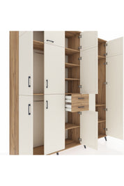 Hyperion Dolap 10 Raflı 2 Çekmeceli 3 Askılı 220x44x243 Çam-Aytaşı/Çam