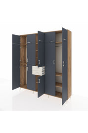 Hyperion Dolap 10 Raflı 2 Çekmeceli 3 Askılı 220x44x243 Çam-Antrasit/Aytaşı