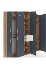 Hyperion Dolap 10 Raflı 2 Çekmeceli 3 Askılı 220x44x243 Çam-Antrasit/Aytaşı