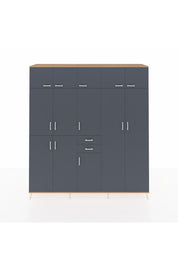 Hyperion Dolap 10 Raflı 2 Çekmeceli 3 Askılı 220x44x243 Çam-Antrasit/Antrasit