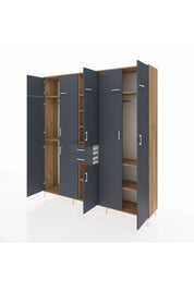 Hyperion Dolap 10 Raflı 2 Çekmeceli 3 Askılı 220x44x243 Çam-Antrasit/Antrasit