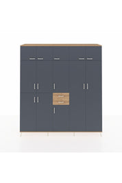 Hyperion Dolap 10 Raflı 2 Çekmeceli 3 Askılı 220x44x243 Çam-Antrasit/Çam