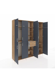 Hyperion Dolap 10 Raflı 2 Çekmeceli 3 Askılı 220x44x243 Çam-Antrasit/Çam