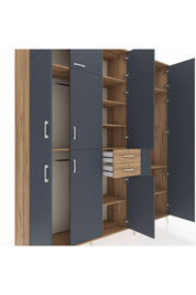 Hyperion Dolap 10 Raflı 2 Çekmeceli 3 Askılı 220x44x243 Çam-Antrasit/Çam