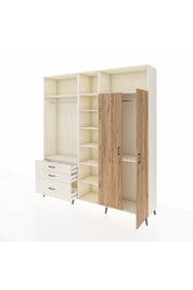 Hyperion Dolap 10 Raflı 3 Çekmeceli 2 Askılı 220x44x243 Aytaşı-Çam/Aytaşı