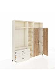 Hyperion Dolap 10 Raflı 3 Çekmeceli 2 Askılı 220x44x243 Aytaşı-Çam/Aytaşı