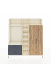 Hyperion Dolap 10 Raflı 3 Çekmeceli 2 Askılı 220x44x243 Aytaşı-Çam/Antrasit