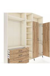 Hyperion Dolap 10 Raflı 3 Çekmeceli 2 Askılı 220x44x243 Aytaşı-Çam/Çam