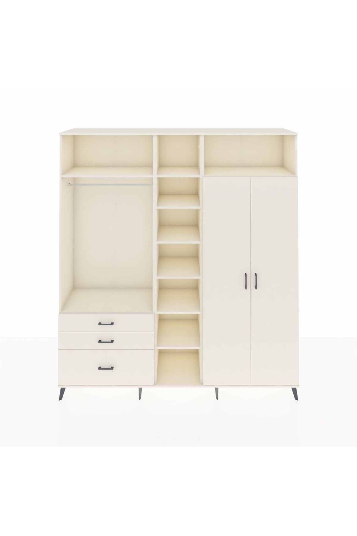 Hyperion Dolap 10 Raflı 3 Çekmeceli 2 Askılı 220x44x243 Aytaşı-Aytaşı/Aytaşı