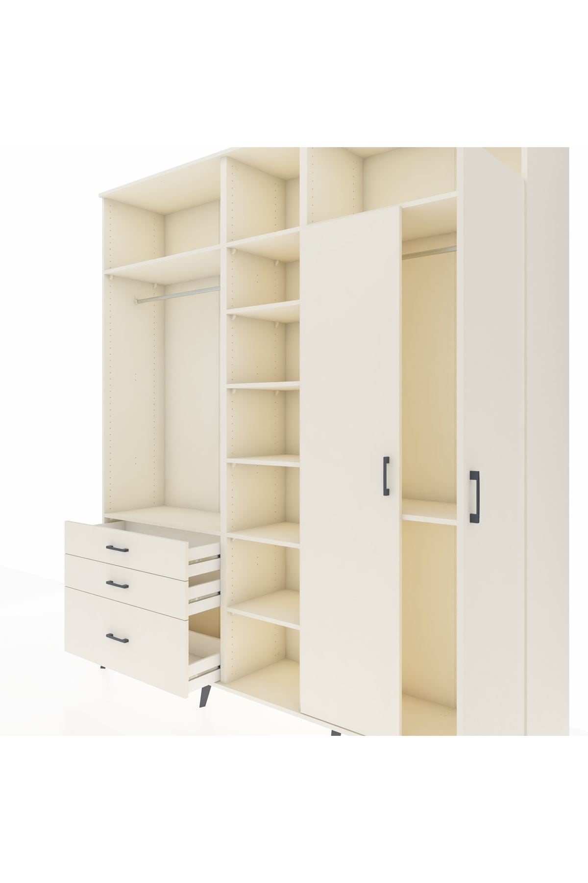 Hyperion Dolap 10 Raflı 3 Çekmeceli 2 Askılı 220x44x243 Aytaşı-Aytaşı/Aytaşı