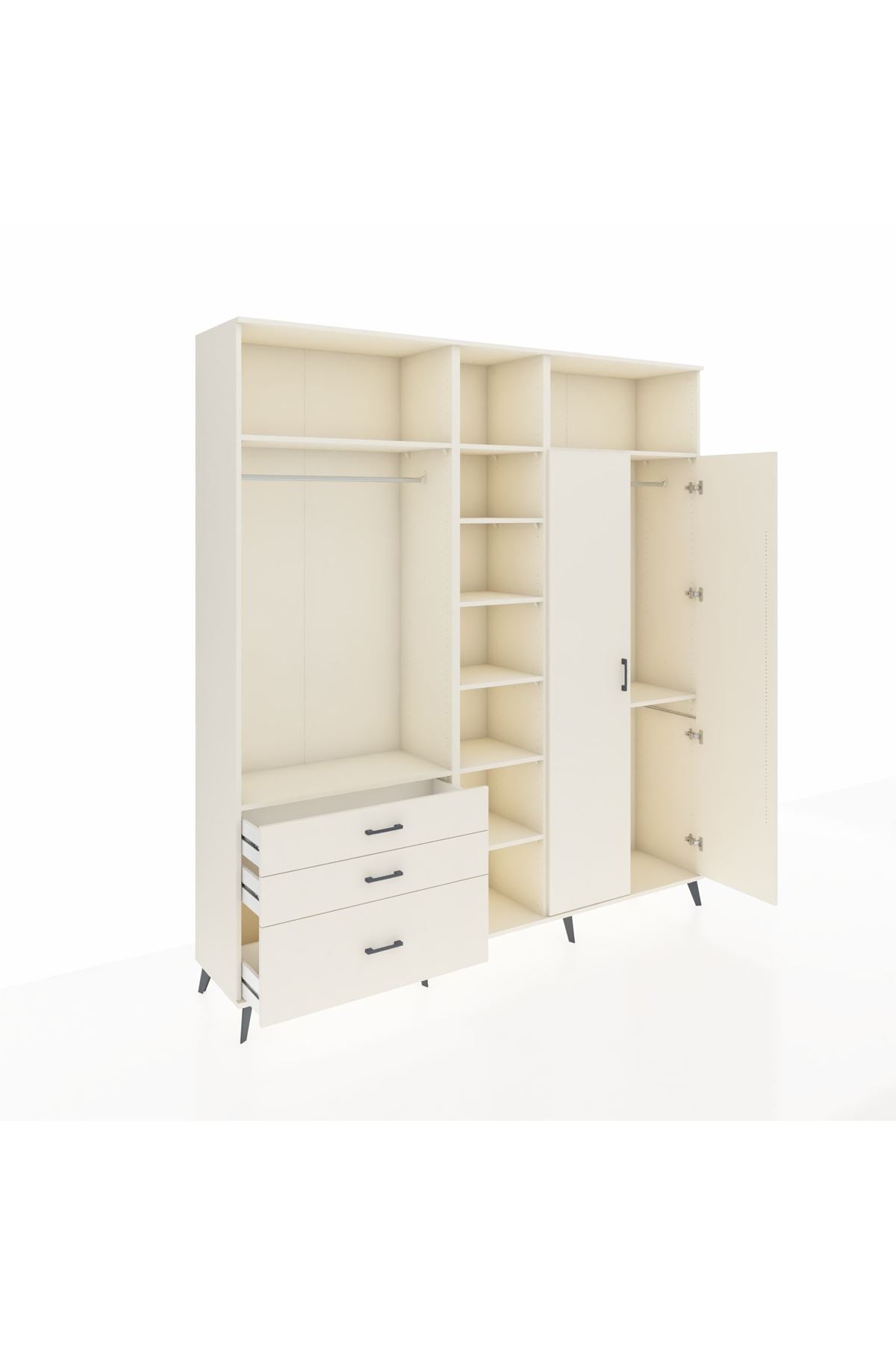 Hyperion Dolap 10 Raflı 3 Çekmeceli 2 Askılı 220x44x243 Aytaşı-Aytaşı/Aytaşı