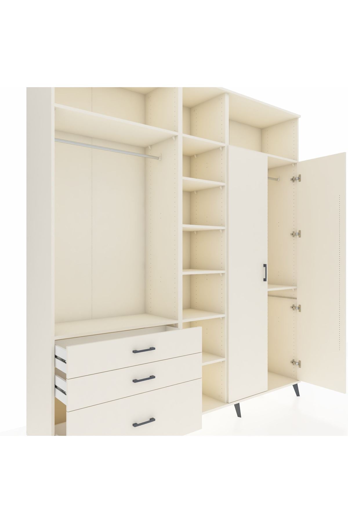 Hyperion Dolap 10 Raflı 3 Çekmeceli 2 Askılı 220x44x243 Aytaşı-Aytaşı/Aytaşı