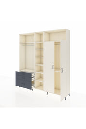 Hyperion Dolap 10 Raflı 3 Çekmeceli 2 Askılı 220x44x243 Aytaşı-Aytaşı/Antrasit