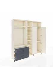 Hyperion Dolap 10 Raflı 3 Çekmeceli 2 Askılı 220x44x243 Aytaşı-Aytaşı/Antrasit