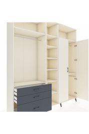 Hyperion Dolap 10 Raflı 3 Çekmeceli 2 Askılı 220x44x243 Aytaşı-Aytaşı/Antrasit