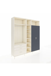 Hyperion Dolap 10 Raflı 3 Çekmeceli 2 Askılı 220x44x243 Aytaşı-Antrasit/Aytaşı