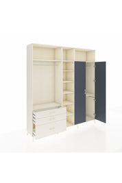 Hyperion Dolap 10 Raflı 3 Çekmeceli 2 Askılı 220x44x243 Aytaşı-Antrasit/Aytaşı