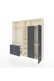 Hyperion Dolap 10 Raflı 3 Çekmeceli 2 Askılı 220x44x243 Aytaşı-Antrasit/Antrasit