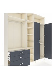 Hyperion Dolap 10 Raflı 3 Çekmeceli 2 Askılı 220x44x243 Aytaşı-Antrasit/Antrasit