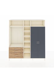 Hyperion Dolap 10 Raflı 3 Çekmeceli 2 Askılı 220x44x243 Aytaşı-Antrasit/Çam