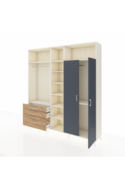 Hyperion Dolap 10 Raflı 3 Çekmeceli 2 Askılı 220x44x243 Aytaşı-Antrasit/Çam