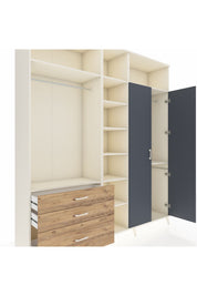 Hyperion Dolap 10 Raflı 3 Çekmeceli 2 Askılı 220x44x243 Aytaşı-Antrasit/Çam