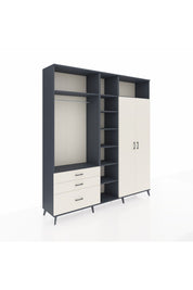 Hyperion Dolap 10 Raflı 3 Çekmeceli 2 Askılı 220x44x243 Antrasit-Aytaşı/Aytaşı