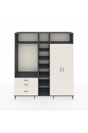 Hyperion Dolap 10 Raflı 3 Çekmeceli 2 Askılı 220x44x243 Antrasit-Aytaşı/Aytaşı