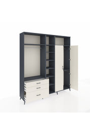 Hyperion Dolap 10 Raflı 3 Çekmeceli 2 Askılı 220x44x243 Antrasit-Aytaşı/Aytaşı