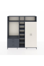 Hyperion Dolap 10 Raflı 3 Çekmeceli 2 Askılı 220x44x243 Antrasit-Aytaşı/Antrasit