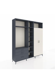 Hyperion Dolap 10 Raflı 3 Çekmeceli 2 Askılı 220x44x243 Antrasit-Aytaşı/Antrasit