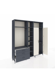 Hyperion Dolap 10 Raflı 3 Çekmeceli 2 Askılı 220x44x243 Antrasit-Aytaşı/Antrasit