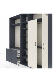 Hyperion Dolap 10 Raflı 3 Çekmeceli 2 Askılı 220x44x243 Antrasit-Aytaşı/Antrasit