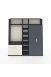 Hyperion Dolap 10 Raflı 3 Çekmeceli 2 Askılı 220x44x243 Antrasit-Antrasit/Aytaşı