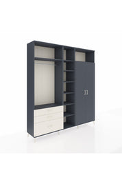 Hyperion Dolap 10 Raflı 3 Çekmeceli 2 Askılı 220x44x243 Antrasit-Antrasit/Aytaşı