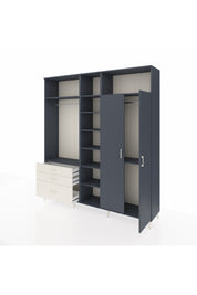 Hyperion Dolap 10 Raflı 3 Çekmeceli 2 Askılı 220x44x243 Antrasit-Antrasit/Aytaşı