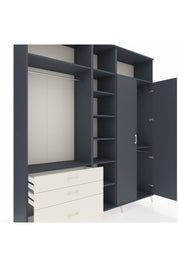 Hyperion Dolap 10 Raflı 3 Çekmeceli 2 Askılı 220x44x243 Antrasit-Antrasit/Aytaşı