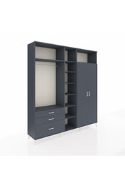 Hyperion Dolap 10 Raflı 3 Çekmeceli 2 Askılı 220x44x243 Antrasit-Antrasit/Antrasit